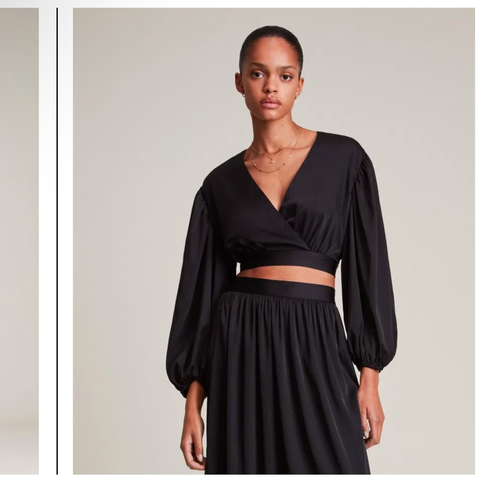 All Saints Charcoal Wrap Blouse